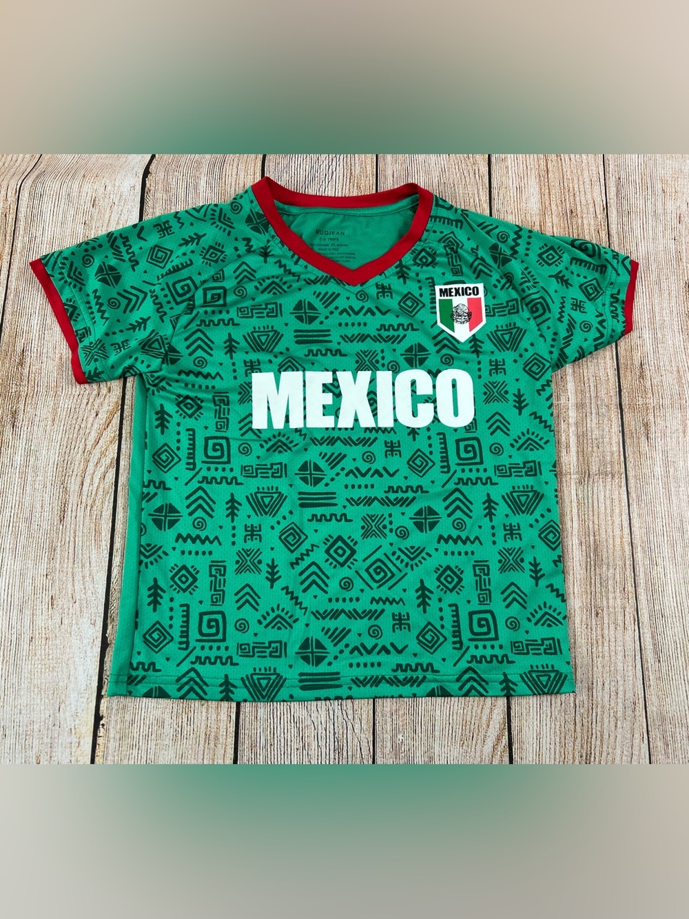 Mudjean Kids Mexico Soccer Jersey Green Size 5-6 Years